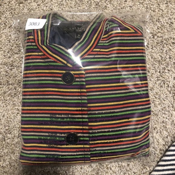 Talbots Womens Rainbow Colorful Striped Mandarin Collar Blazer Jacket Size 2P - Picture 11 of 11